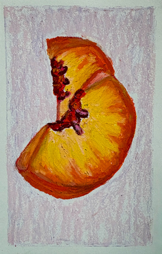 Peach slices-oil pastel original - 5.5x8.5